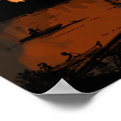 Art Deco City Skyline Sunset Geometric Gold & Bron ポスター (角)