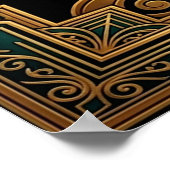 Art Deco Clapperboard Cyborg Silhouette Art ポスター (角)