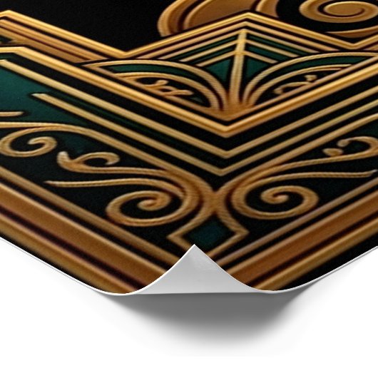 Art Deco Clapperboard Cyborg Silhouette Art ポスター (角)