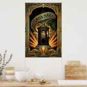 Art Deco Clapperboard Cyborg Silhouette Art ポスター (キッチン)