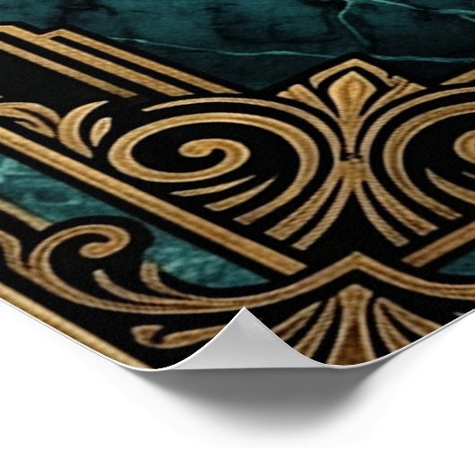 Art Deco Clapperboard Cyborg Silhouette Art ポスター (角)