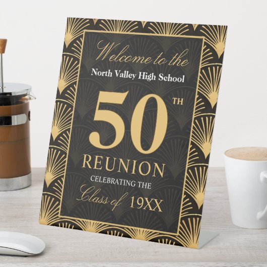 Art Deco Class of 1976 50th Reunion Pedestal Sign 台座サイン (インサイチュ)