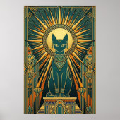 Art Deco Climbing Black Cat Wall Art ポスター (正面)