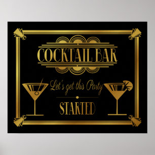 ART Deco Cocktail bar sign 1920's Gatsby Party ポスター