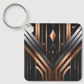 Art Deco Copper & Silver Geometric Design キーホルダー (正面)