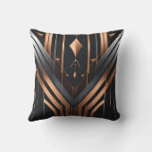 Art Deco Copper & Silver Geometric Design クッション (裏面)
