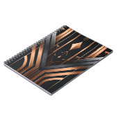 Art Deco Copper & Silver Geometric Design ノートブック (左側)