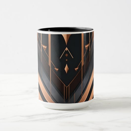 Art Deco Copper & Silver Geometric Design マグカップ (中央)