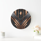 Art Deco Copper & Silver Geometric Design ラージ壁時計 (ホーム)
