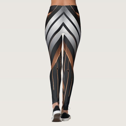 Art Deco Copper & Silver Geometric Design レギンス (裏面)