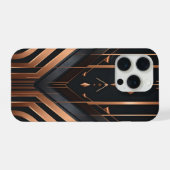 Art Deco Copper & Silver Geometric Design iPhoneケース (裏面横)