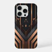 Art Deco Copper & Silver Geometric Design iPhoneケース (裏面)
