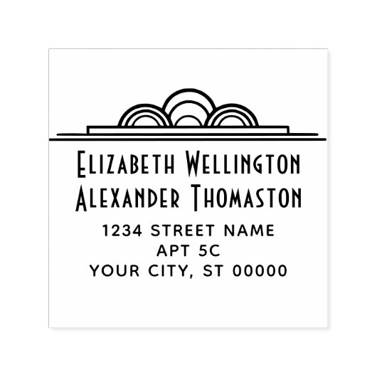 Art Deco Couple Two Name #3 Ret Address Embosser セルフインキングスタンプ (デザイン)