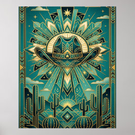 Art Deco Cowboy Hat Poster - Geometric Western ポスター