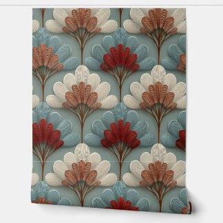 Art Deco Cream and Blue Fans 壁紙