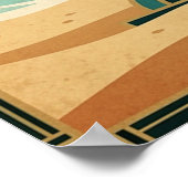 Art Deco Cubist Woman Celestial Sunburst Gold Teal ポスター (角)