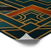 Art Deco Cubist Woman Face Gold Teal Poster ポスター (角)