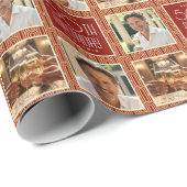 Art Deco Custom Age Photo Birthday Red Gold Chic ラッピングペーパー (ロールコーナー)
