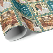 Art Deco Custom Age Photo Birthday Teal Gold Chic ラッピングペーパー (ロールコーナー)