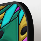 Art Deco Cyberpunk Geometric Fusion ピックルボールラケット (左詳細)