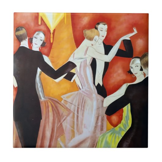 Art Deco Dancing Couples 1920s Ballroom  タイル (正面)
