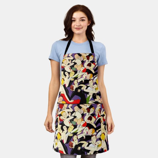 Art Deco Dancing Couples Pattern | 1920s Jazz Age  エプロン (着用した状態)