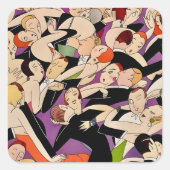 Art Deco Dancing Couples Pattern | 1920s Jazz Age  スクエアシール (正面)