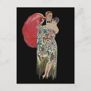 Art Deco Dancing, Vintage Love and Romance ポストカード