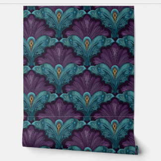 Art Deco Dark Purple and Teal Fans 壁紙