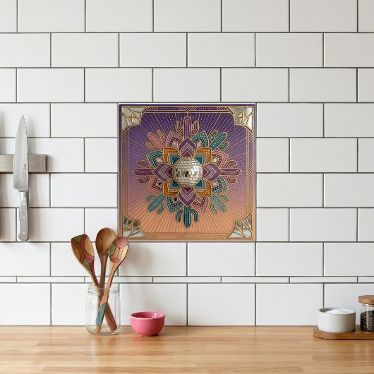 Art Deco Desert Disco Mandala Ceramic Tile タイル