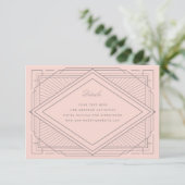 Art Deco Diamond Blush Pink Wedding エンクロージャーカード (スタンド正面)