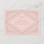 Art Deco Diamond Blush Pink Wedding エンクロージャーカード<br><div class="desc">Art Deco diamond shape with rays. All of the text is editable. Backer element with QR Code is optional; choose any size paper</div>