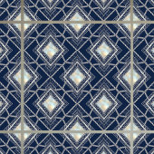 Art Deco Diamond Geometric Silver Navy Inlay タイル