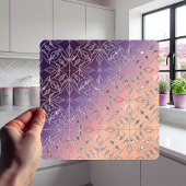 Art Deco Diamond Pattern Purple Peach Ombre タイル