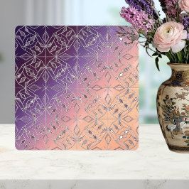 Art Deco Diamond Pattern Purple Peach Ombre  タイル