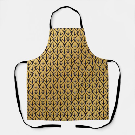 Art Deco Dragon Scales - Blue and Gold Scales エプロン (正面)