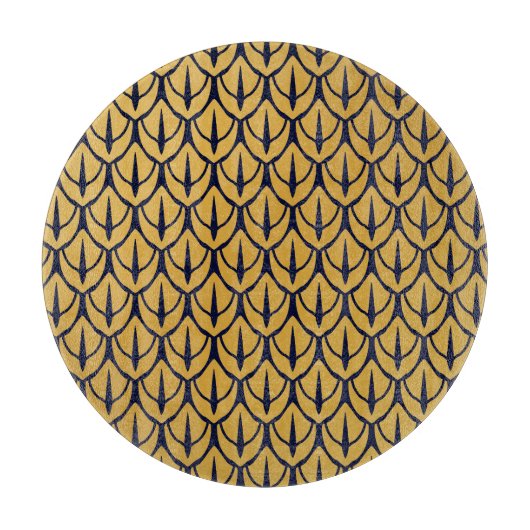 Art Deco Dragon Scales - Blue and Gold Scales カッティングボード (正面)
