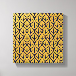 Art Deco Dragon Scales - Blue and Gold Scales キャンバスプリント