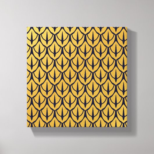 Art Deco Dragon Scales - Blue and Gold Scales キャンバスプリント (正面)