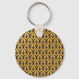 Art Deco Dragon Scales - Blue and Gold Scales キーホルダー