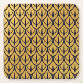 Art Deco Dragon Scales - Blue and Gold Scales スクエアペーパーコースター (正面)