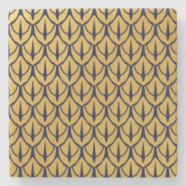 Art Deco Dragon Scales - Blue and Gold Scales ストーンコースター