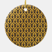 Art Deco Dragon Scales - Blue and Gold Scales セラミックオーナメント (裏面)
