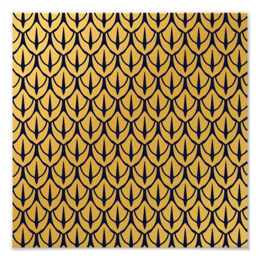 Art Deco Dragon Scales - Blue and Gold Scales フォトプリント (正面)