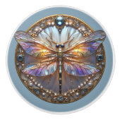 Art Deco Dragonfly Rainbow WIngs Gems Pearls セラミックノブ (正面)