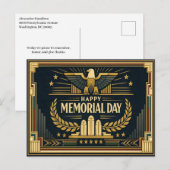 Art Deco Eagle Monument Memorial Day シーズンポストカード (正面/裏面)