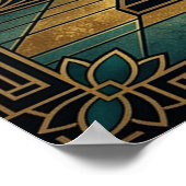 Art Deco Egyptian Pyramid Cat Wall Art ポスター (角)