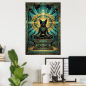 Art Deco Egyptian Pyramid Cat Wall Art ポスター (ホームオフィス)