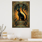 Art Deco Egyptian Revival Bastet Wall Art ポスター (キッチン)
