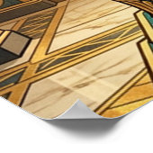 Art Deco Egyptian Throne Cat Wall Art ポスター (角)